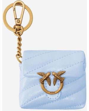 Pinko Glossy Leather Airpods Love Bag Case - Blue