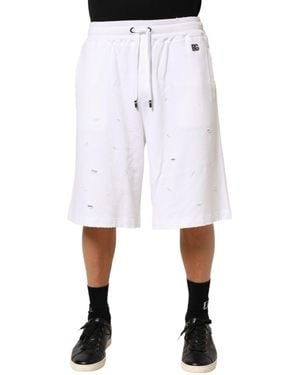 Dolce & Gabbana Distressed Drawstring Shorts - White