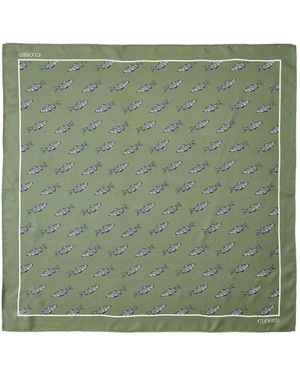 Closed Printed Silk Scarf - Green