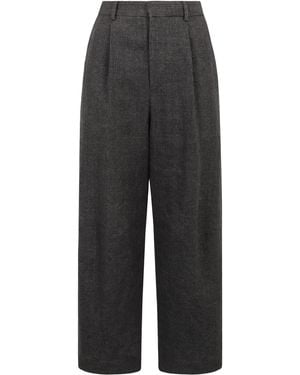 R13 Wool Blend Wide-Leg Pants Linen - Black