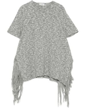 Mrz Cotton Fringed T-Shirt - Grey
