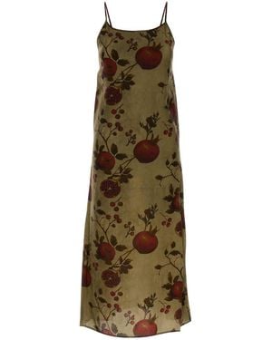 Uma Wang Printed Viscose And Cupro Anaya Dress - Natural