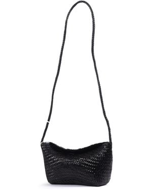 Dragon Diffusion Corsina Diagonal Weave Calf Leather Shoulder Bag - White