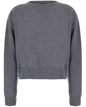 Le Plain Jumper Cropped Round Neck 12Gg Cashmere Top - Grey