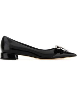 Jimmy Choo Leather Auria Ballerinas - Black