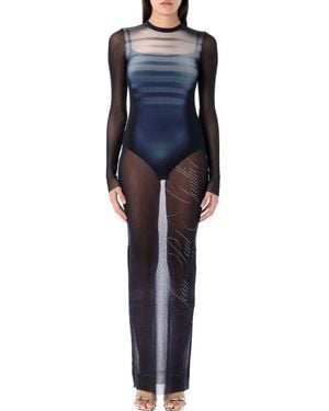 Jean Paul Gaultier Le Mesh Long Dress - Blue