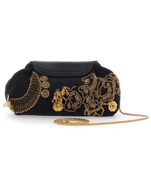 Dries Van Noten Blossom Clutch Cotton - Black