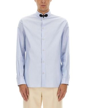 Valentino Cotton Oxford Shirt With Toggle - Blue