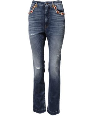Dolce & Gabbana Embellished Denim Jeans - Blue