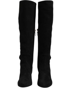 Dolce & Gabbana Suede Knee High Boots - Black