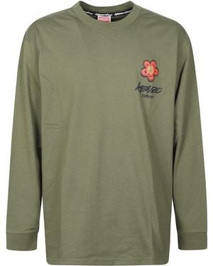 KENZO Logo Long Sleeved T-Shirt - Green