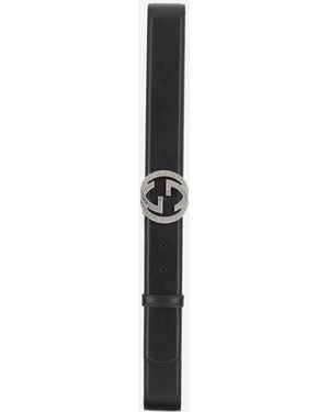 Gucci Leather Belt Gg Calfskin - Black