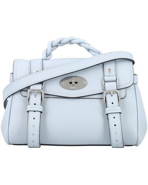 Mulberry Poplin Mini Alexa Leather Shoulder Bag With Braided Handle And Postman'S Lock Closure - Blue