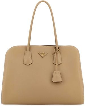 Prada Prada Saffiano Leather Shoulder Bag - Natural