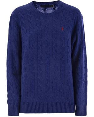 Polo Ralph Lauren Plaited Wool And Cashmere Crew-Neck - Blue
