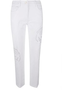 Blugirl Blumarine Lace Rose Paneled Jeans - White