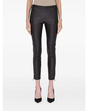 Ferragamo Zip-Detail Leather Trousers - Black
