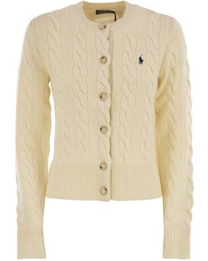 Polo Ralph Lauren Wool And Cashmere Cable Knit Cardigan - Natural