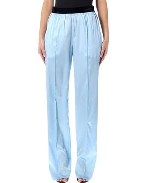 Tom Ford Stretch Silk Satin Pj Pants - Blue
