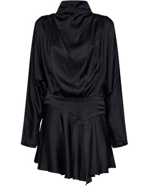 Isabel Marant Satin Neline Draped Mini Dress - Black