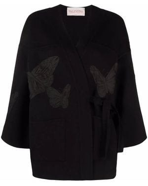 Valentino Embroidered Butterfly Wrap Jacket Clothing - Black
