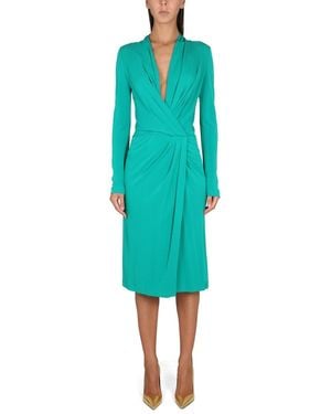 Alberta Ferretti V-Neck Dress - Green