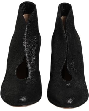 Gianvito Rossi Metallic Pump Stiletto Heels Shoes Leather - Black