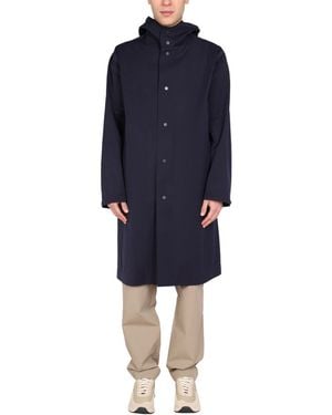 Monobi Hooded Trench Coat - Blue
