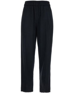 Tela Tech Fabric Pants With Elastic Waist For Viscose Virgin Wool Elastane Pants - Blue