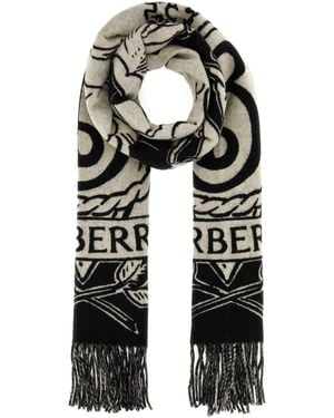 Burberry Embroidered Cashmere Scarf - Black