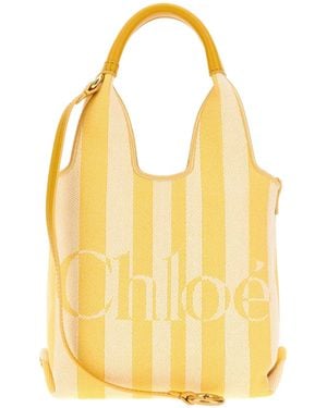 Chloé Chloé Embroidered Canvas Striped Shoulder Bag - Yellow