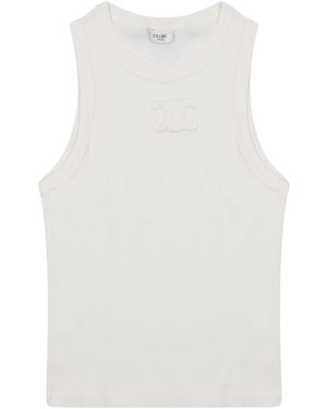Celine Top Con Logo - White