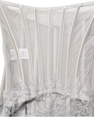 Dolce & Gabbana Lace Corset Style Bodice Maxi Dress - Grey