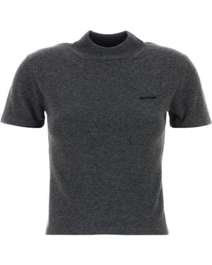 Miu Miu Charcoal Cashmere Sweater - Black