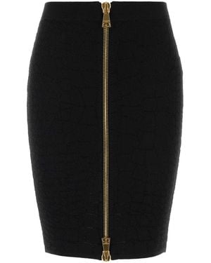 Balmain Stretch Viscose Blend Skirt - Black