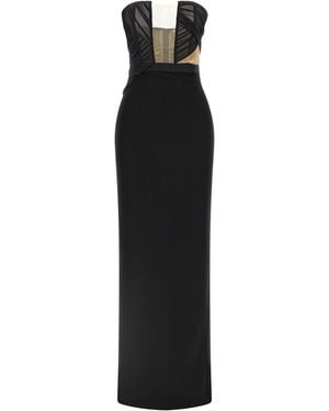Nensi Dojaka 'Corsetted Draped Maxi' Dress - Black