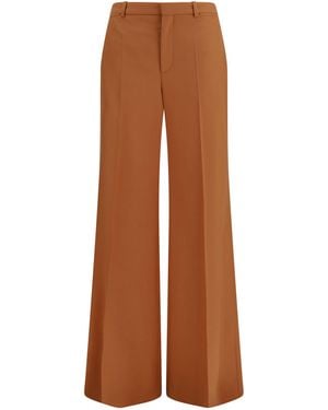 Chloé High-Waisted Flared Cotton Trousers - Brown