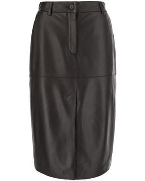 P.A.R.O.S.H. Lamb Leather Skirt - Gray