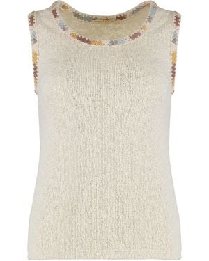 Kristina Ti Cotton Knitted Sleeveless Top Vests & Tank Tops - Natural