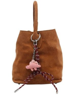 Date Suede Paniere Handbag - Brown