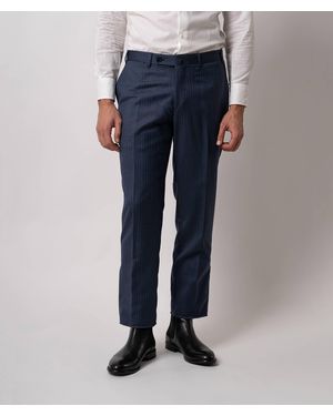 Larusmiani Tailored Wool Trousers Merano No Pinces - Blue