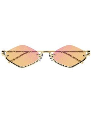 Gucci Sunglasses Geometric Semi Rim, Frame And Rose Mirror To Dark With Gg Pattern Lens Gg1604S004 - Pink