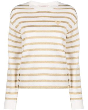 Valentino Striped Logo-Plaque Jumper Clothing - Natural