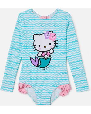 MC2 Saint Barth Cressy Long-Sleeve One-Piece Swimsuit With Hello Kitty Print - Blue