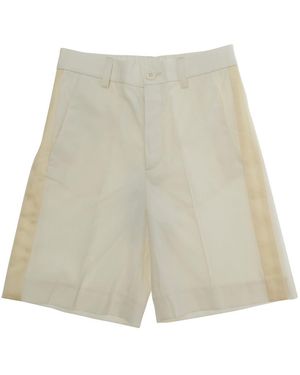MM6 by Maison Margiela Bermuda Shorts Wide-Leg Wool - Natural