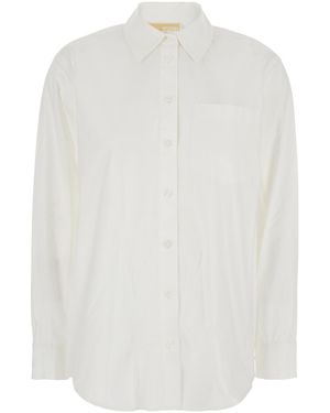 MICHAEL Michael Kors Button Down Collar Shirt With Logo Plaque - White