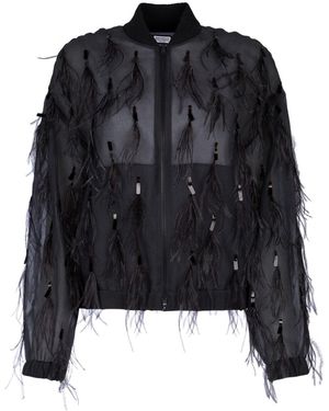 Brunello Cucinelli Brown Silk Bomber - Black
