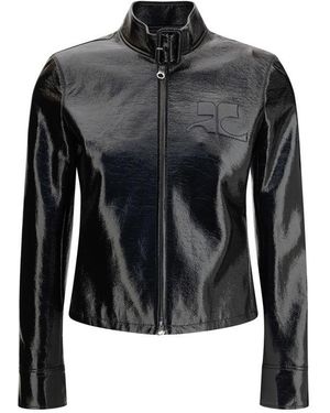 Courreges Cotton Full-Length Jacket - Black