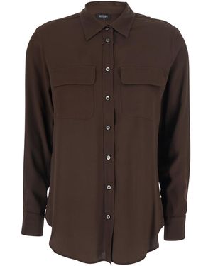 Le Plain Shirt With Applied Pockets On The Front - Brown