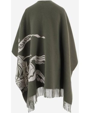Burberry Reversible Wool-Blend Cape Virgin Wool Capes - Green